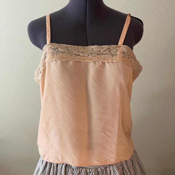 Antique Vintage 1930's/1940's Peach & Lace Cami Top | Coquette - Picture 1 of 7